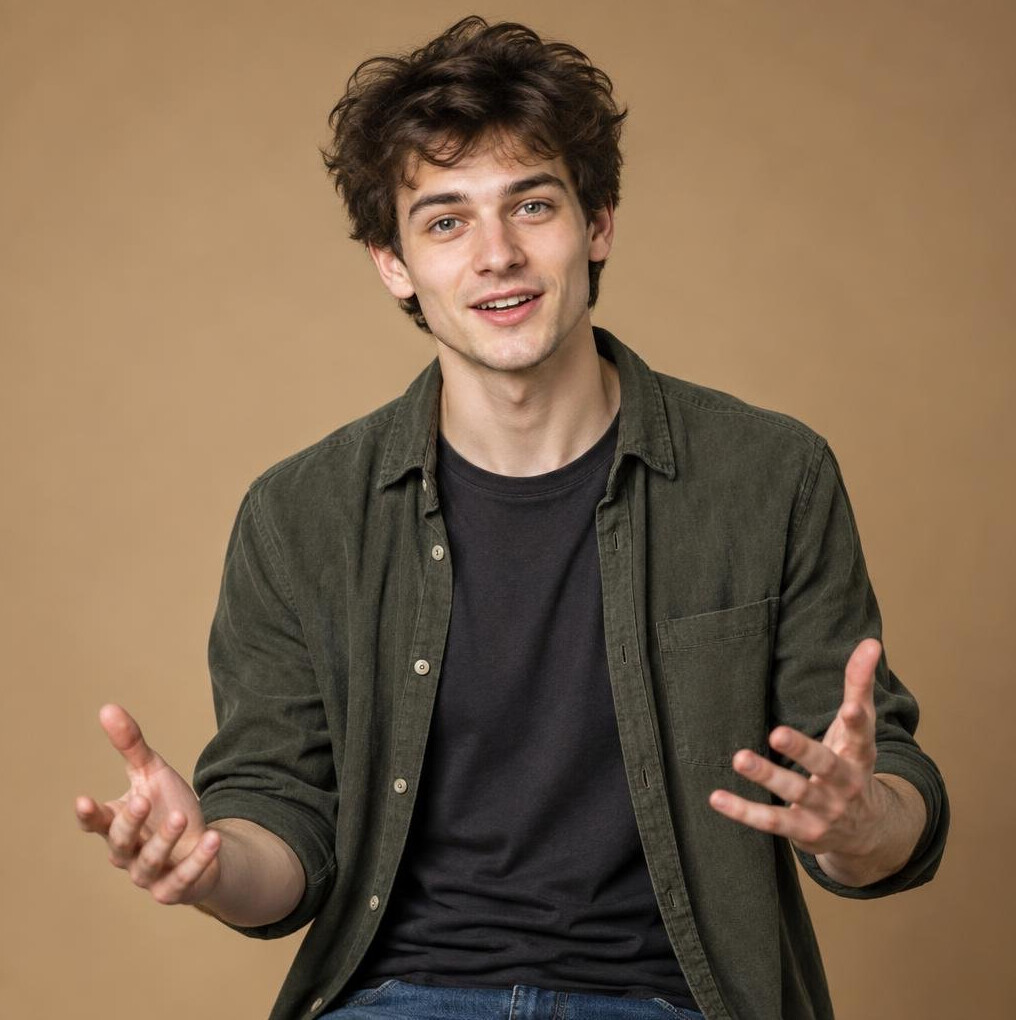 Portrait of a young Czech man actor with confident posture