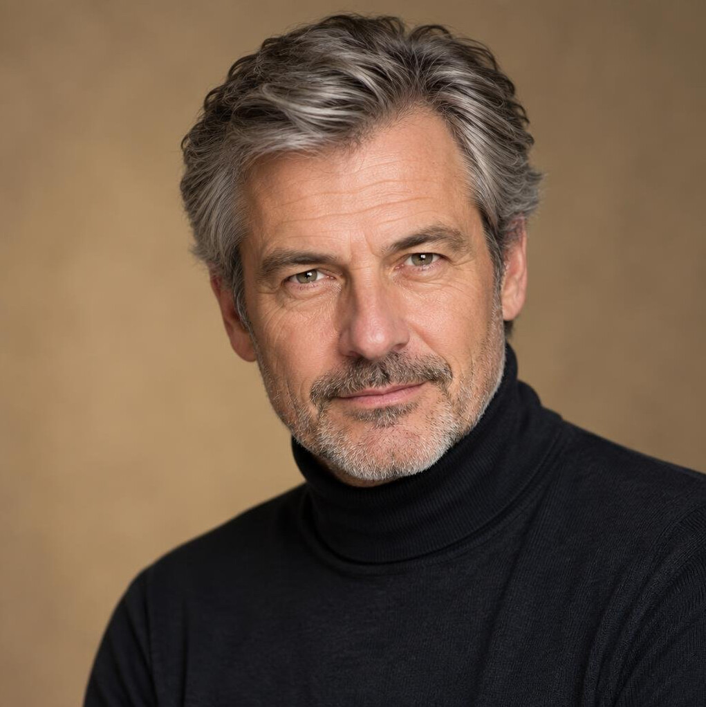 Portrait of a Czech man actor and rhetoric coach in his fifties